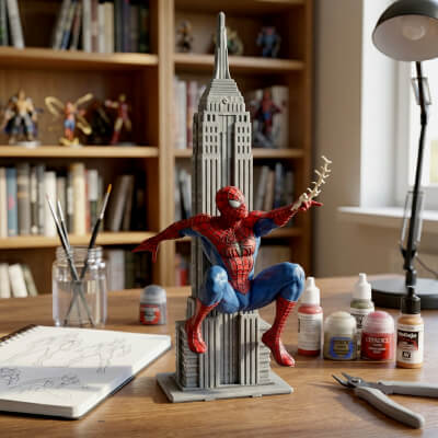 Spider-Man 3D Print STL File, Empire State Building Figure