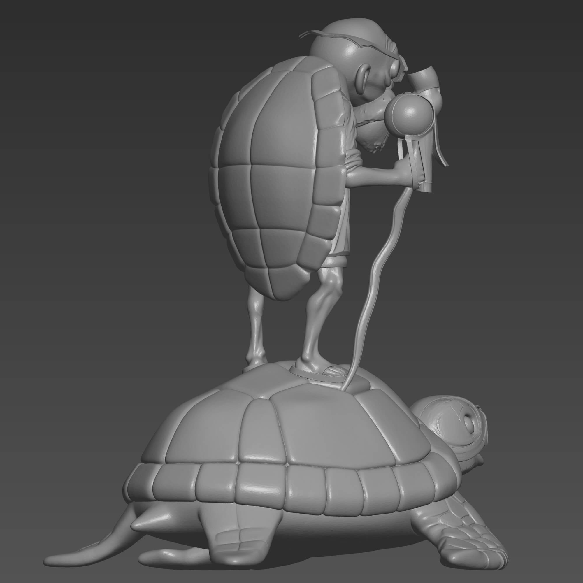 Master Roshi Standing on Sea Turtle 3D STL File Dragon Ball 3D Model