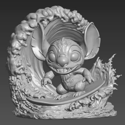 Stitch STL File for 3D Printing Surfing Stitch 3D Model