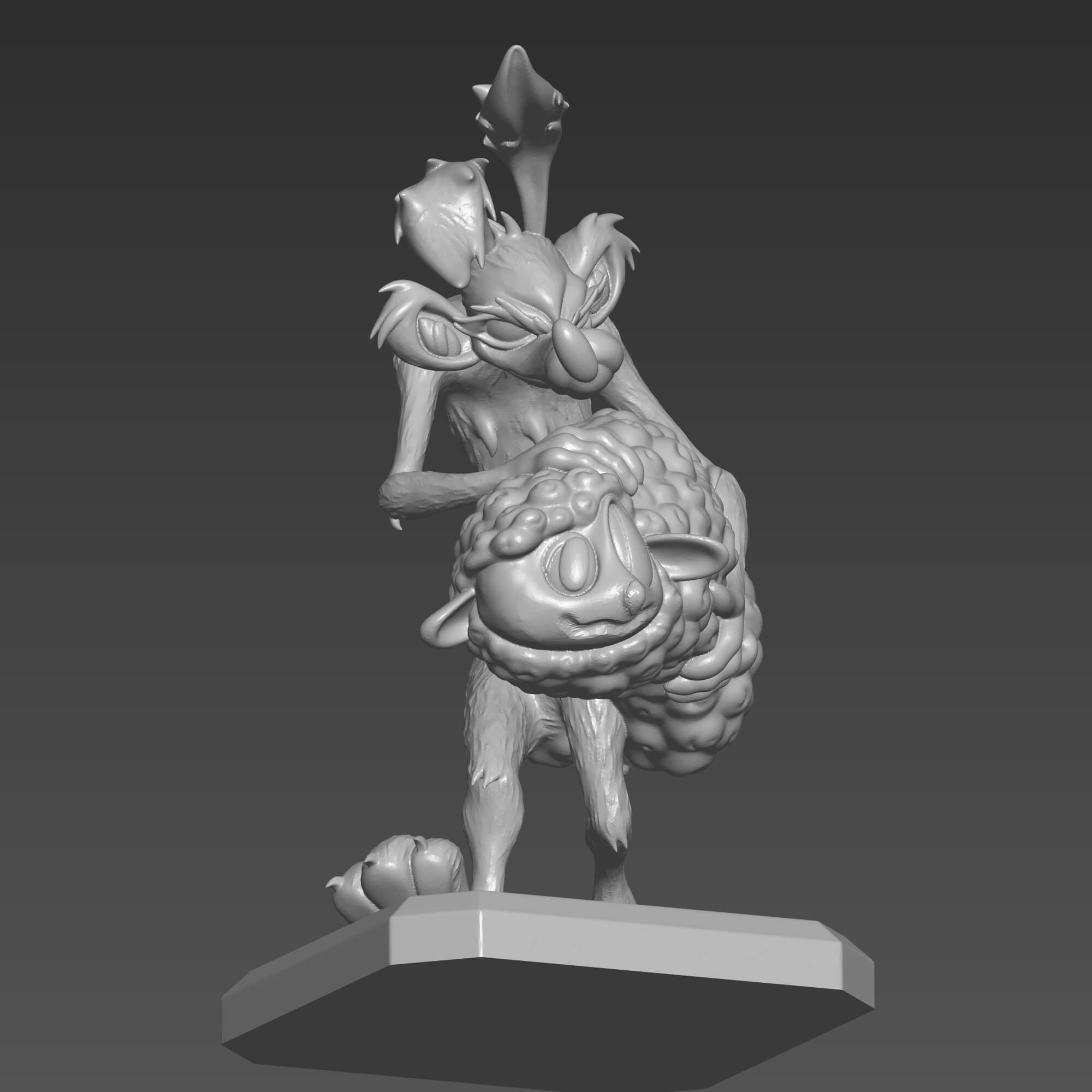 Wile E Coyote and Sheep STL File Classic Cartoon Figure 3D Model