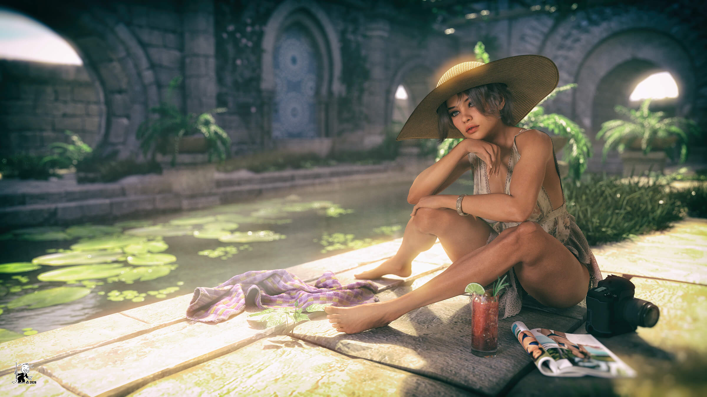 Ambers Vacation 3D Render, Digital Artwork by bisonravi