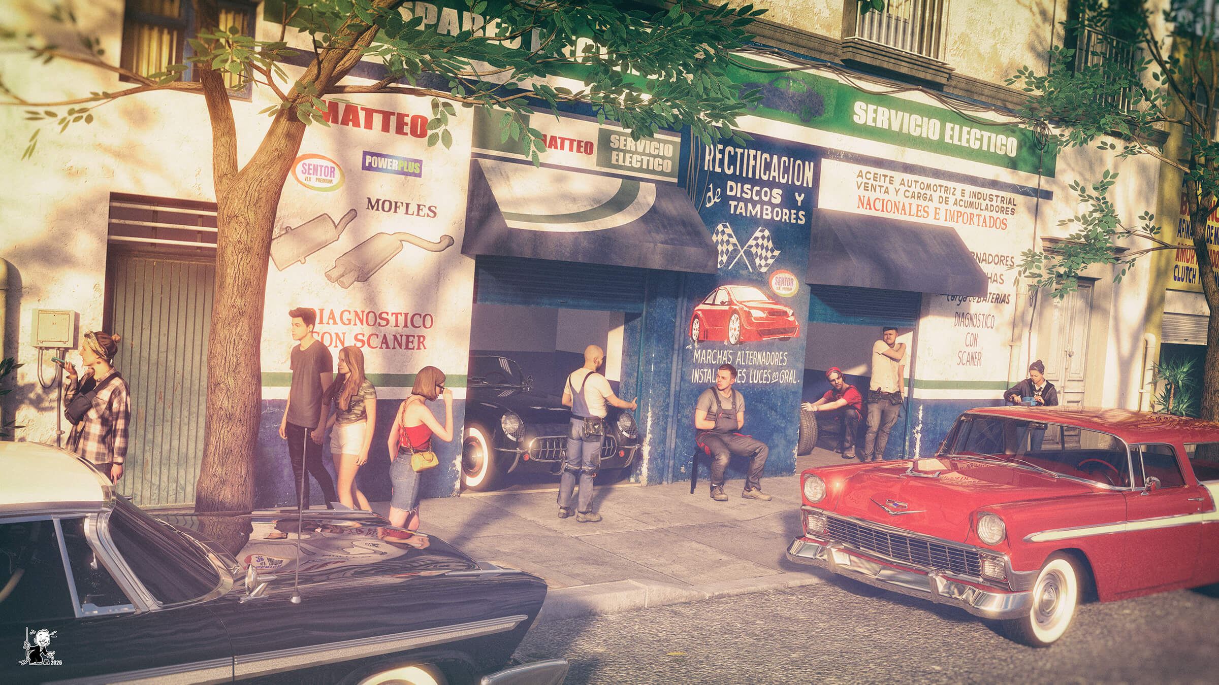 Mexican Auto Repair 3D Render, Digital Artwork by bisonravi