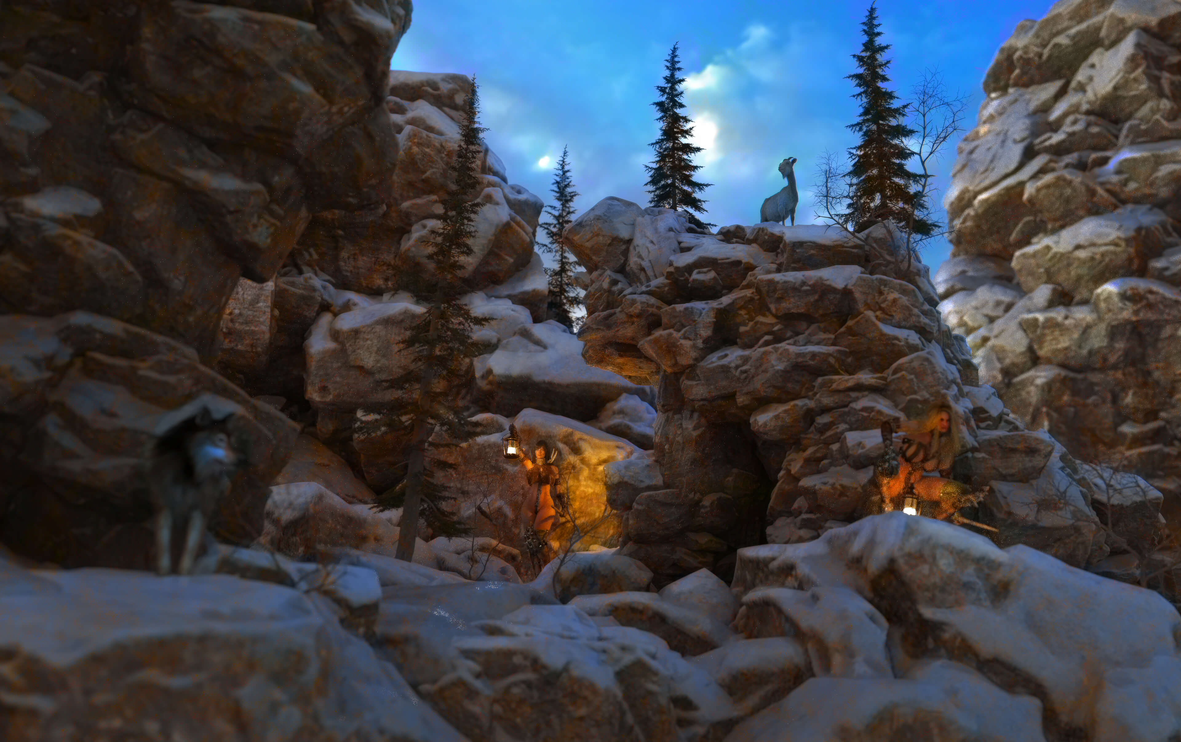 Snowy Mountain 3D Render, Digital Artwork by Blackdowg