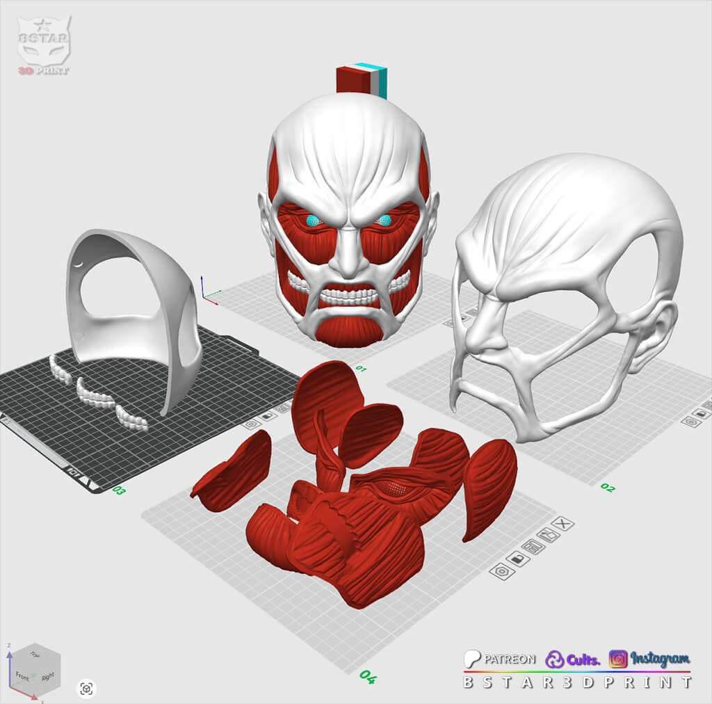 Colossal Titan Mask - Attack on Titan Anime Cosplay 3D Model