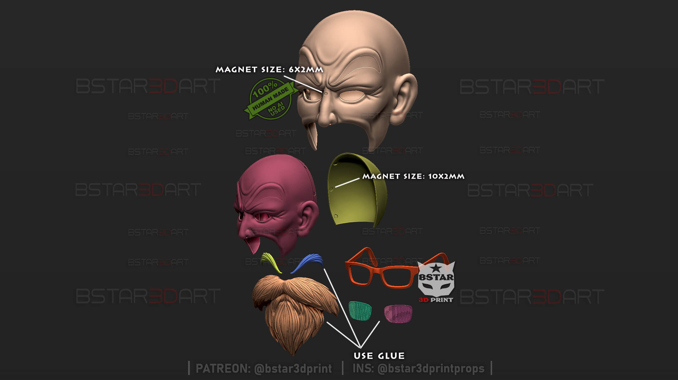 Kame Sennin Master Roshi Helmet Dragon Ball Z Cosplay 3D Model