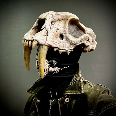Saber-Toothed Cat Skull Half Mask Costume Bike Helmet