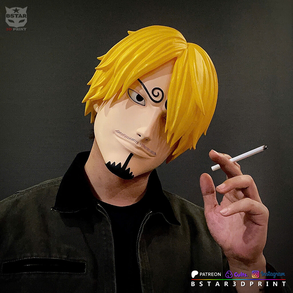 Sanji Head with Hair Wearable - One Piece Anime Cosplay 3D Model