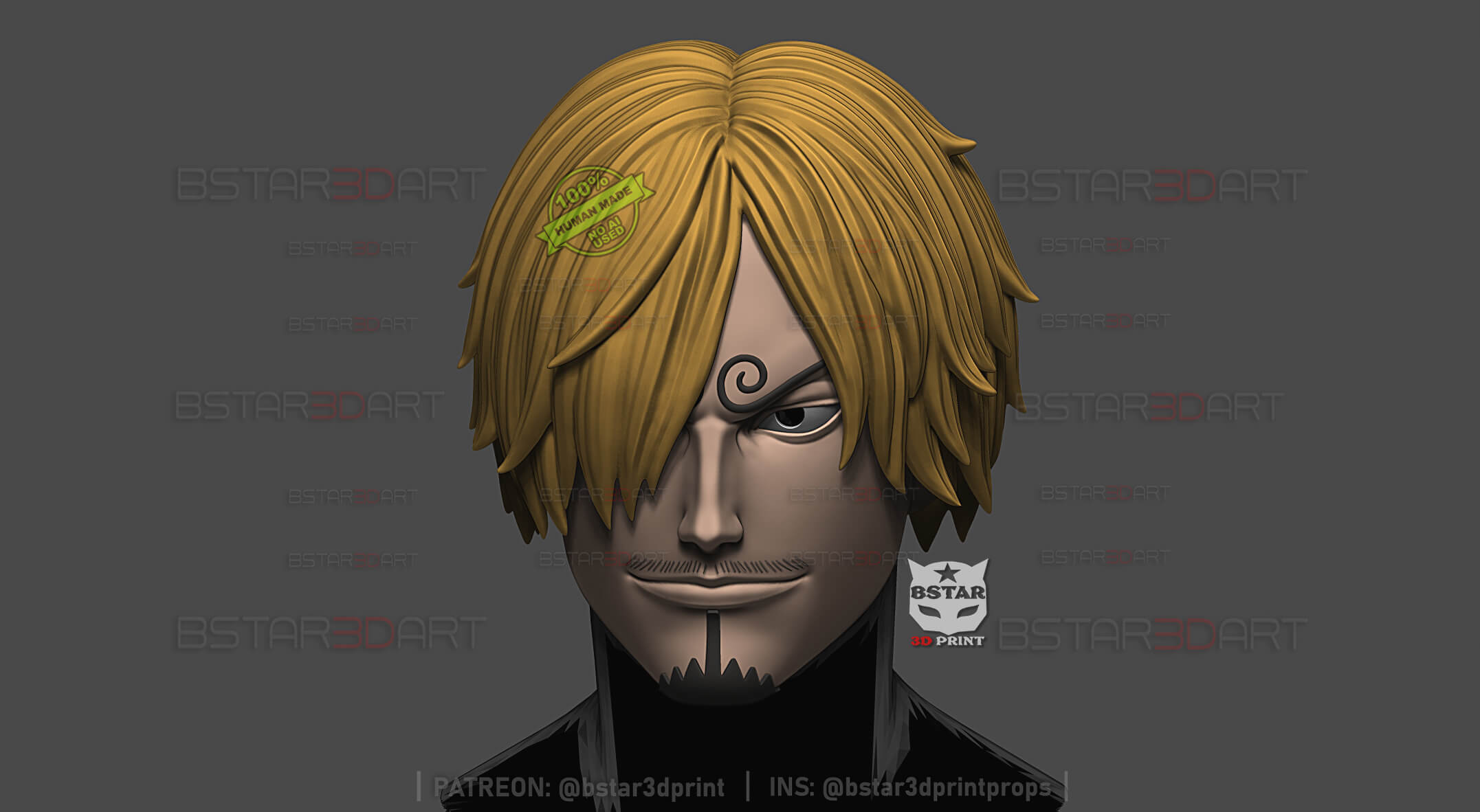 Sanji Head with Hair Wearable - One Piece Anime Cosplay 3D Model