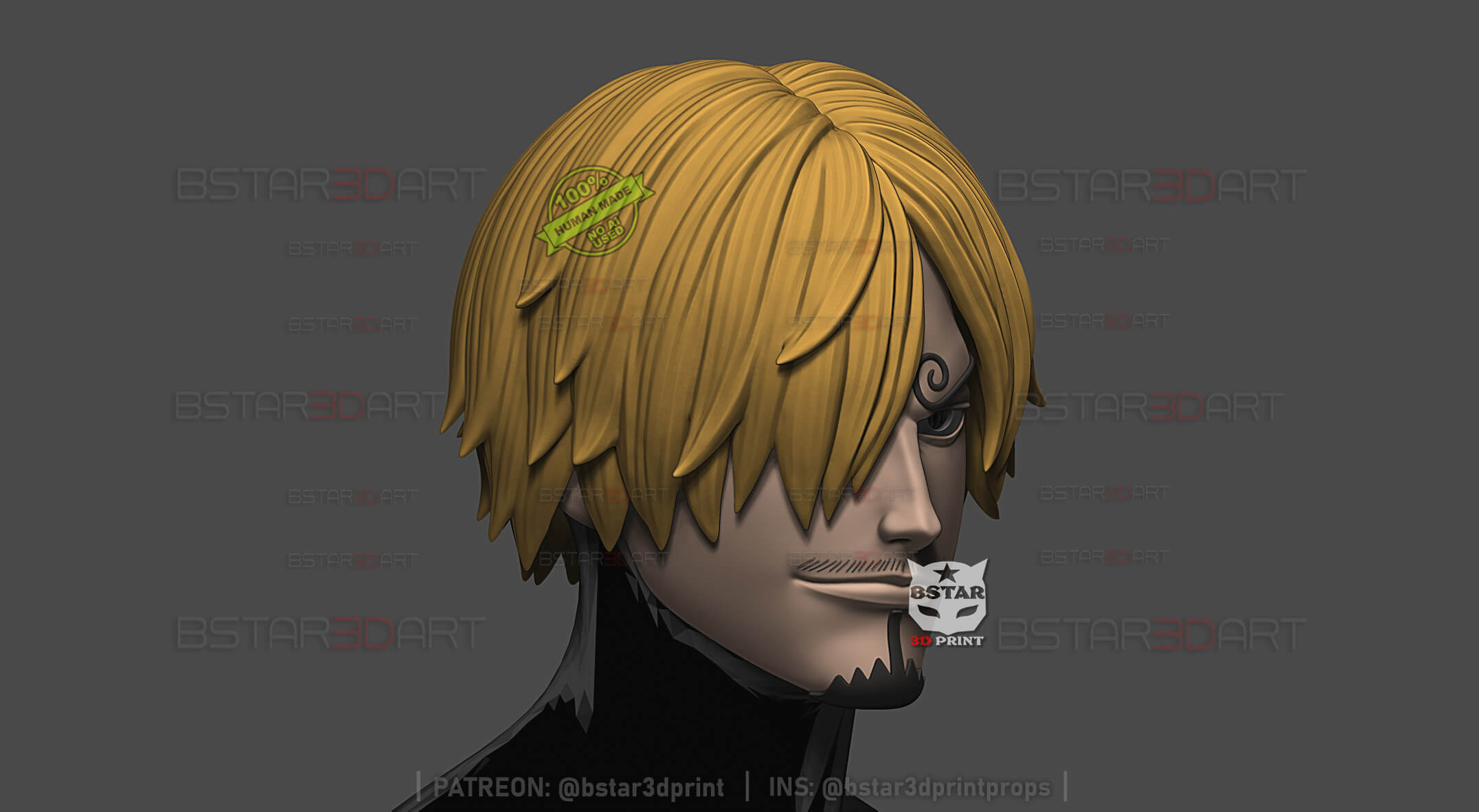 Sanji Head with Hair Wearable - One Piece Anime Cosplay 3D Model