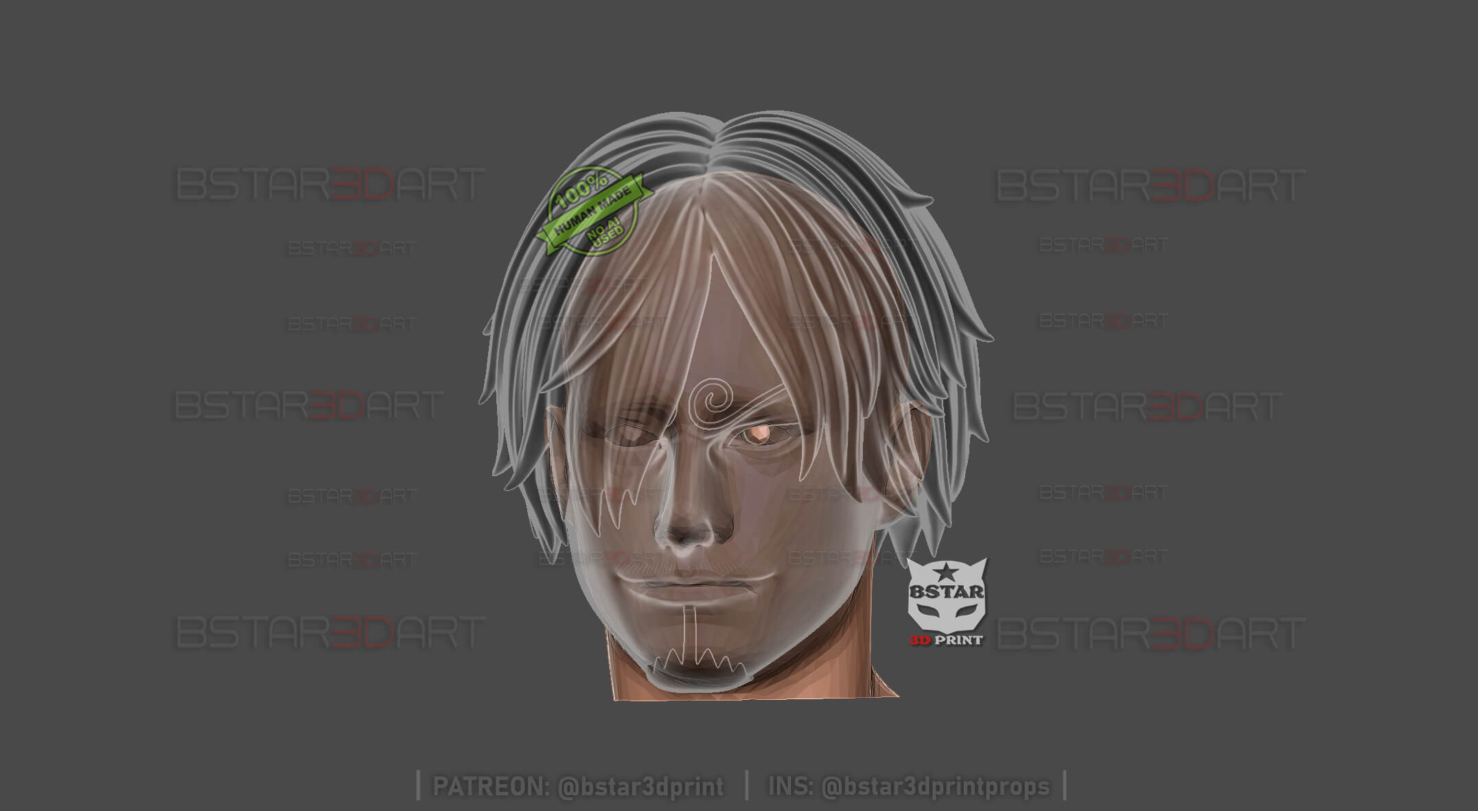 Sanji Head with Hair Wearable - One Piece Anime Cosplay 3D Model