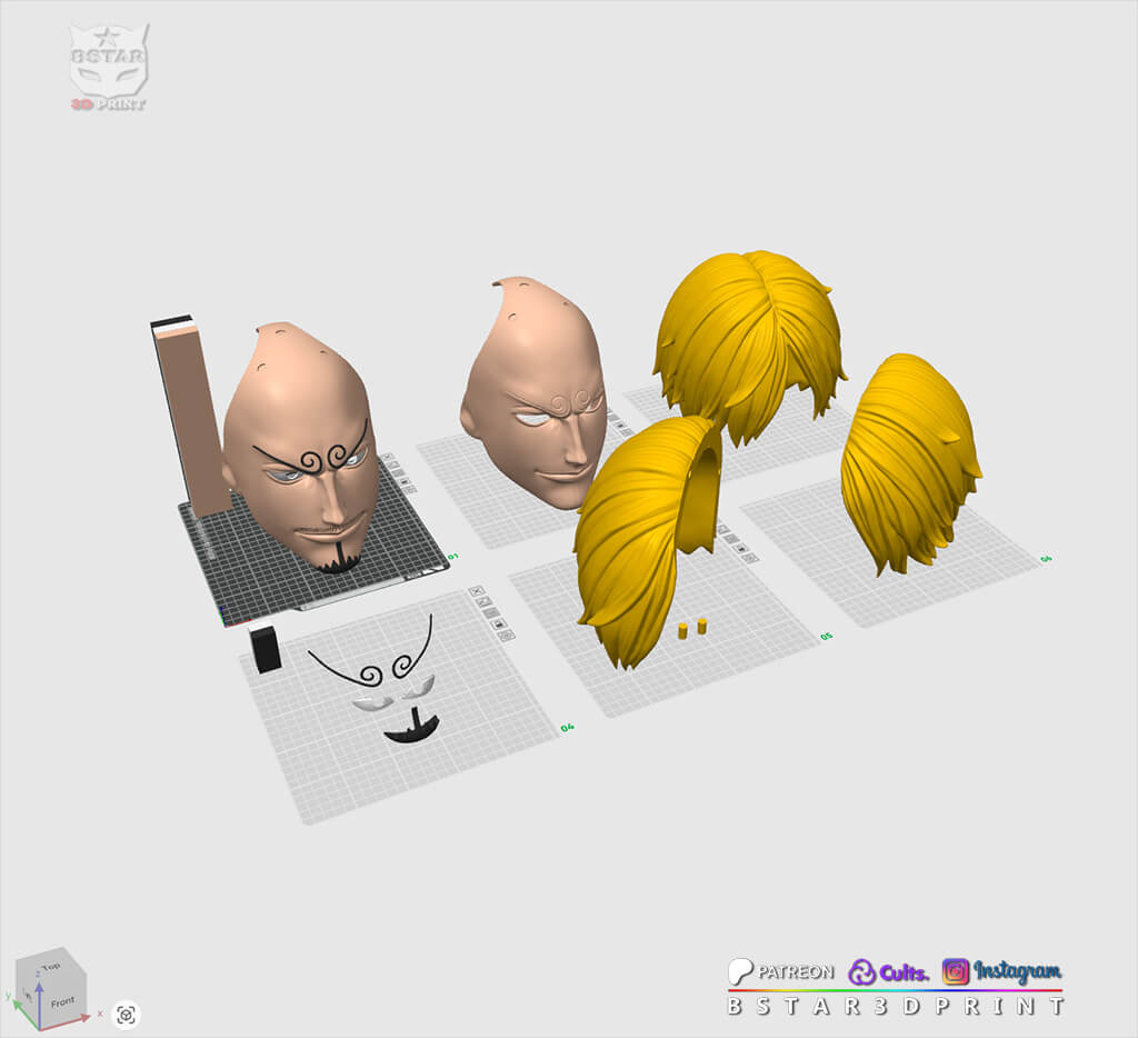Sanji Head with Hair Wearable - One Piece Anime Cosplay 3D Model