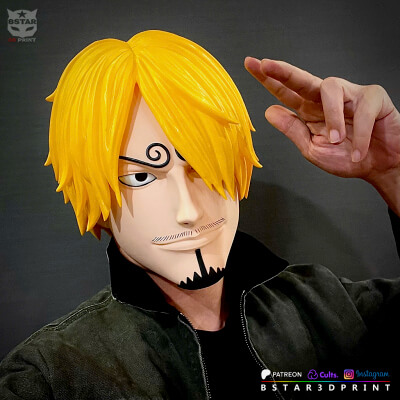 Sanji Head with Hair Wearable - One Piece Anime Cosplay