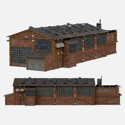 Weathered Brick Industrial Warehouse Building