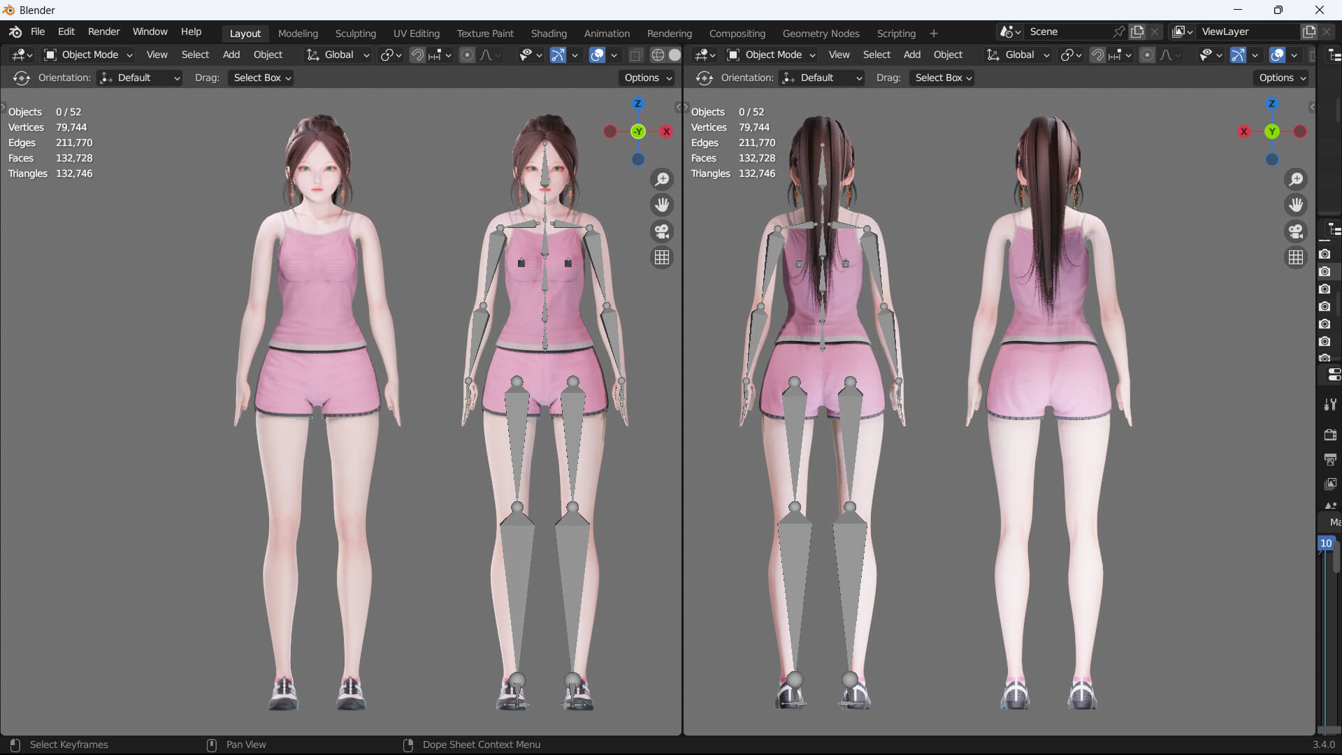 Casual Clothes 0030 - Rig - UE - Unity - Blender - Animated 3D Model