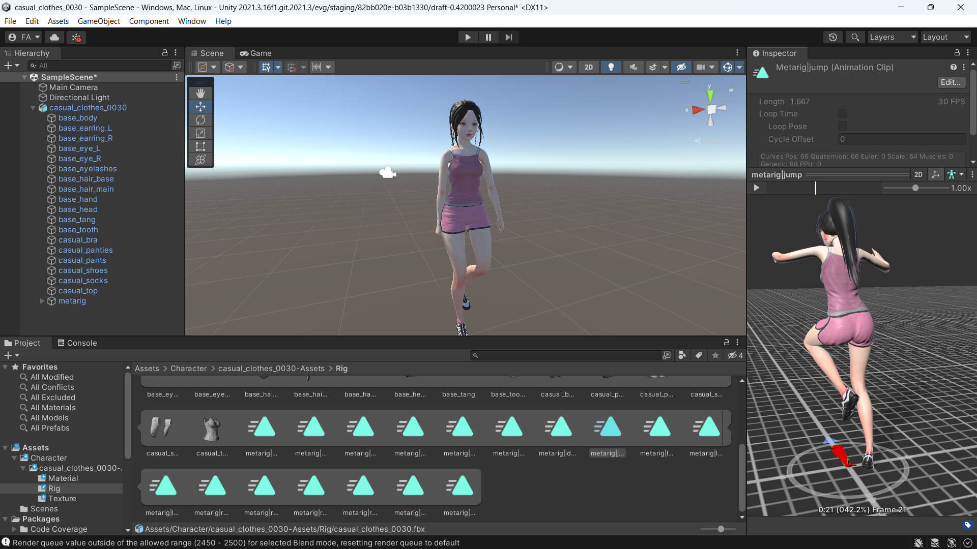 Casual Clothes 0030 - Rig - UE - Unity - Blender - Animated 3D Model