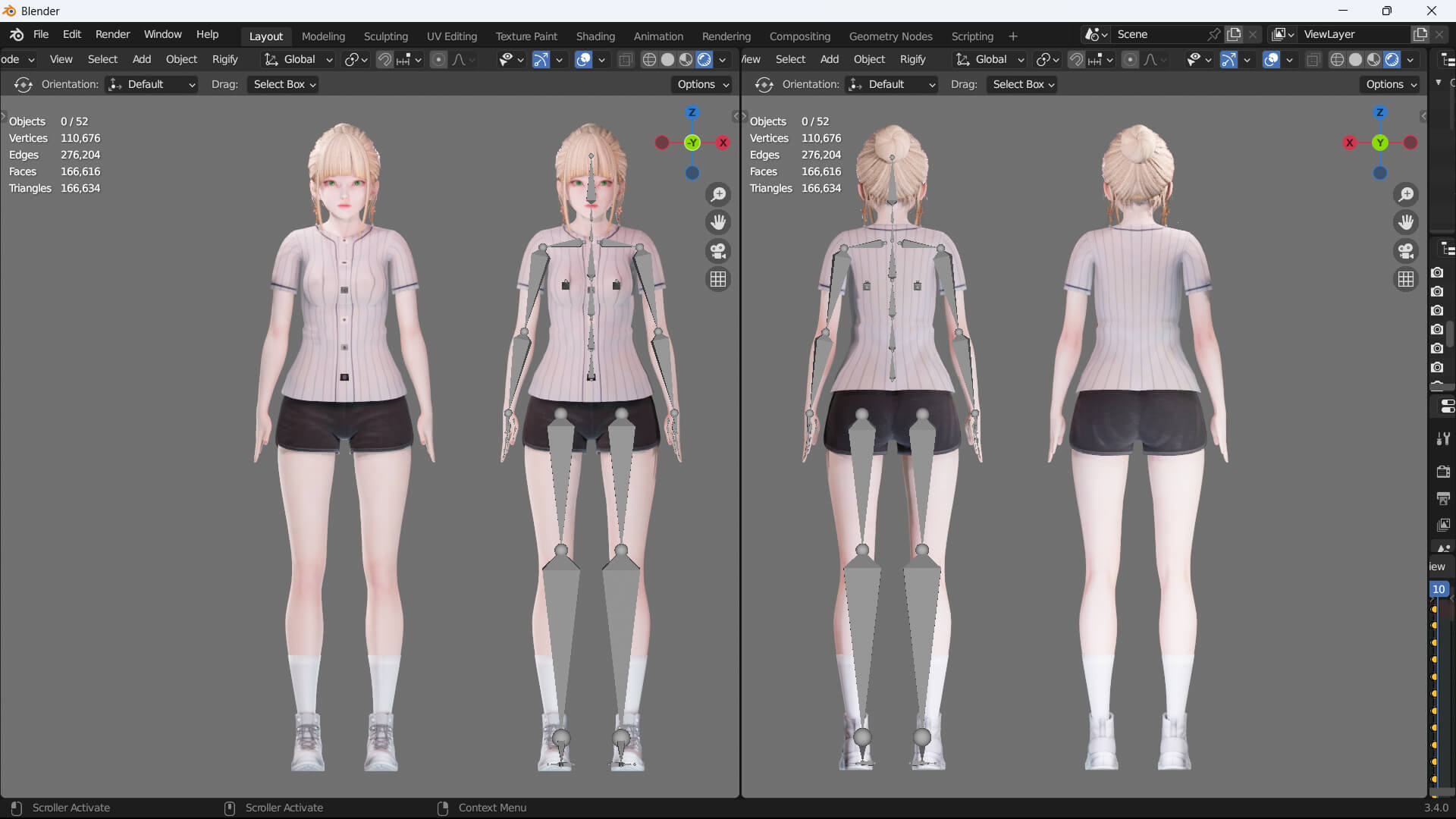 Casual Clothes 0031 - Rig - UE - Unity - Blender - Animated 3D Model