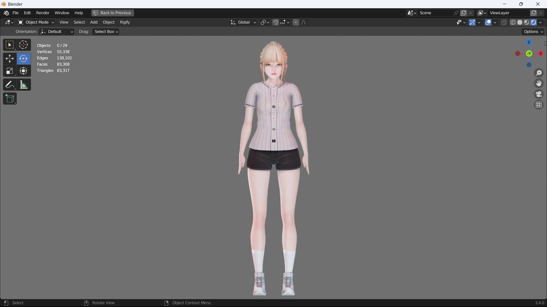 Casual Clothes 0031 - Rig - UE - Unity - Blender - Animated 3D Model