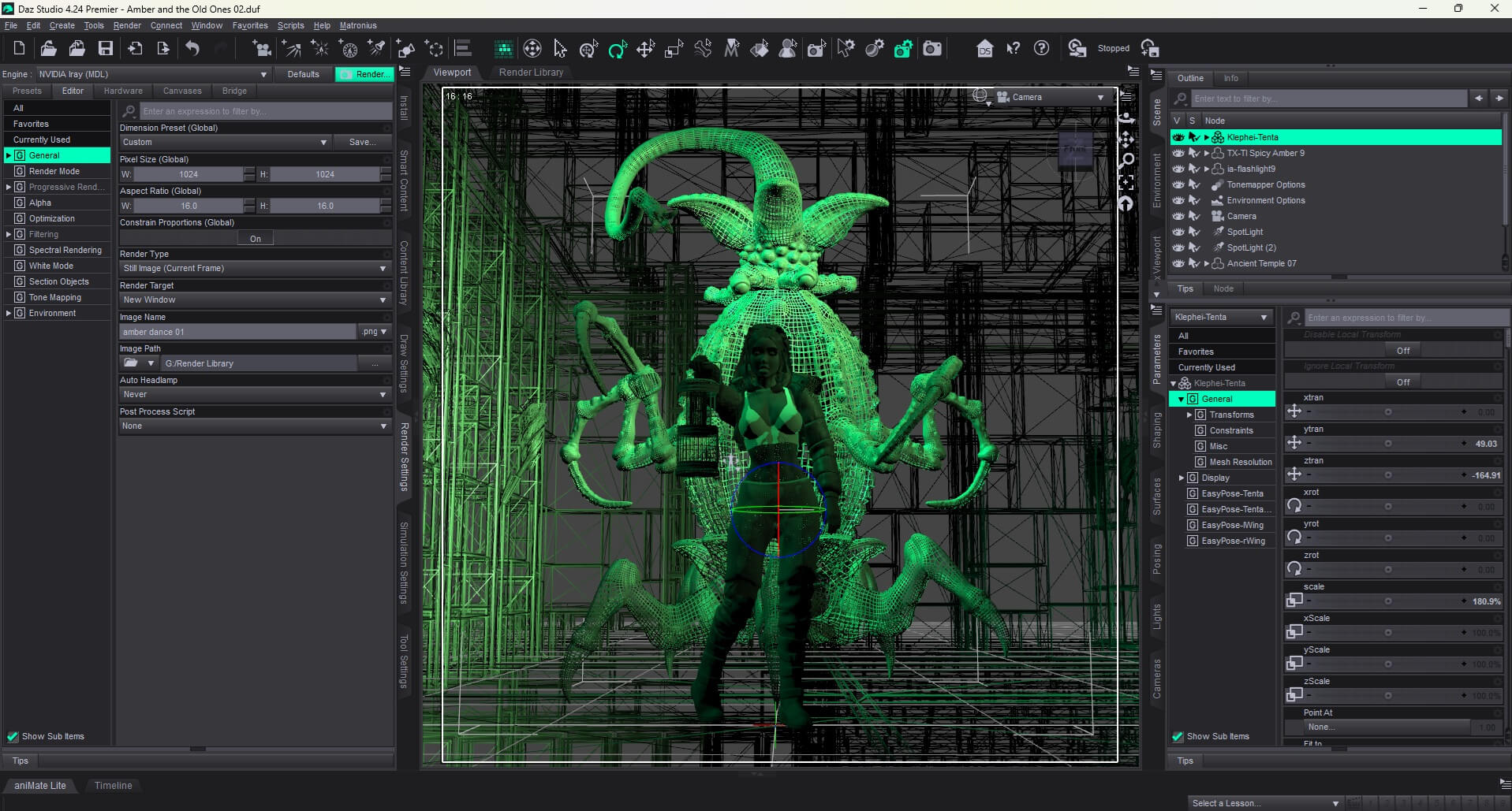 Amber and the Elder Thing 3D Render, Digital Artwork by braunmar