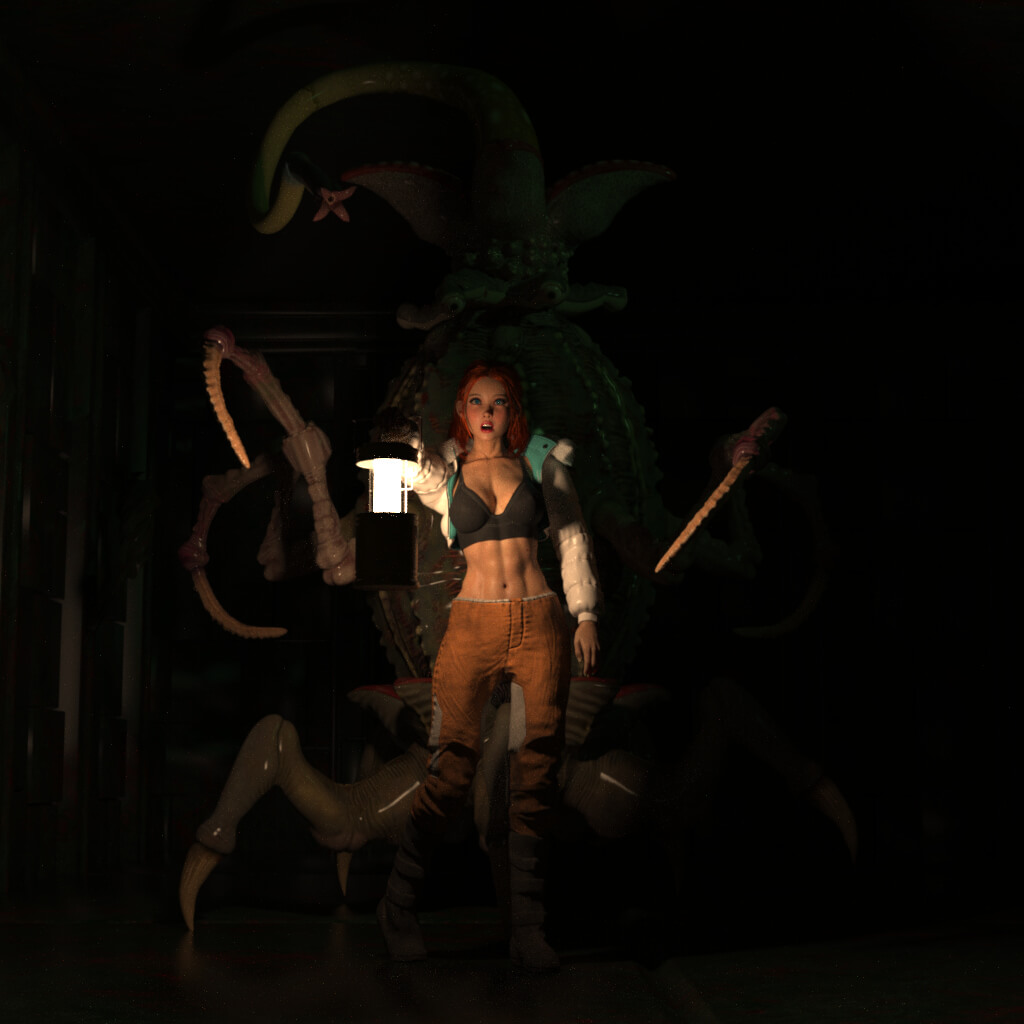 Amber and the Elder Thing 3D Render, Digital Artwork by braunmar