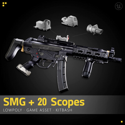 A Game-Ready Submachine Gun with 20 Modular Optical Sights