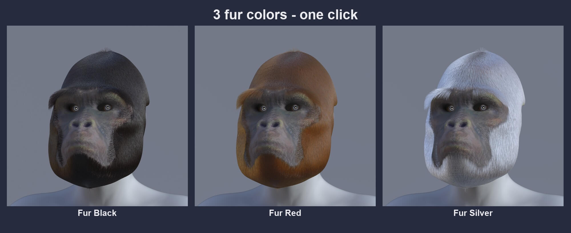 Gorilla Mask for Genesis 8 and 8.1 Male Daz Content