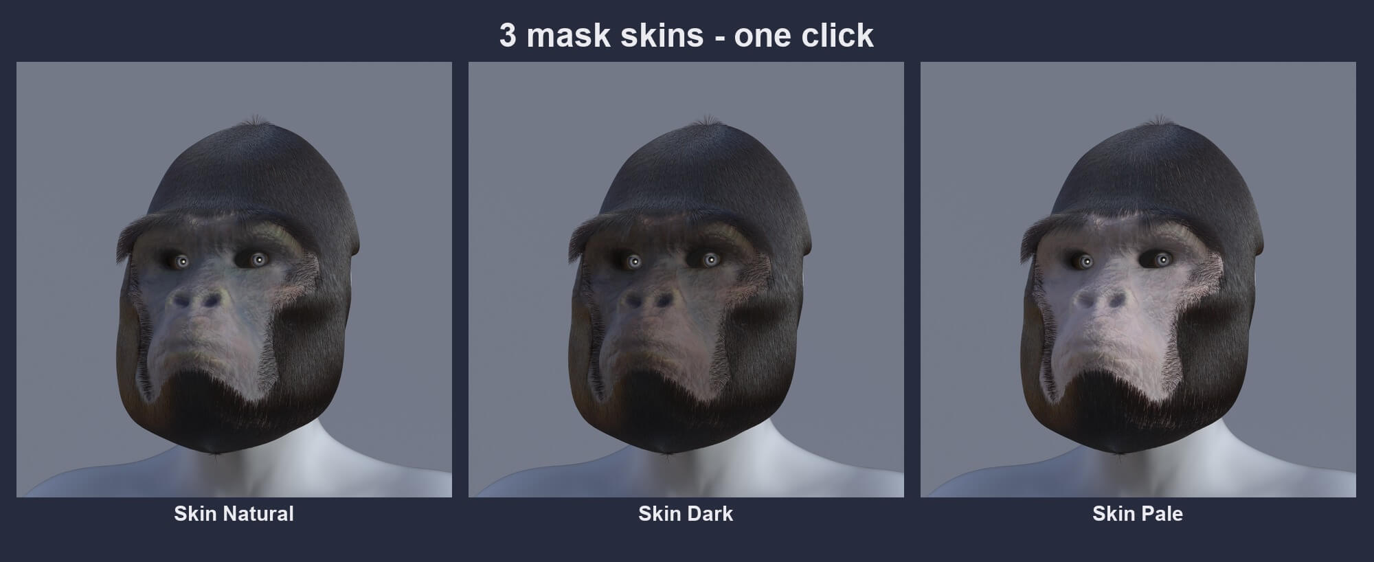 Gorilla Mask for Genesis 8 and 8.1 Male Daz Content