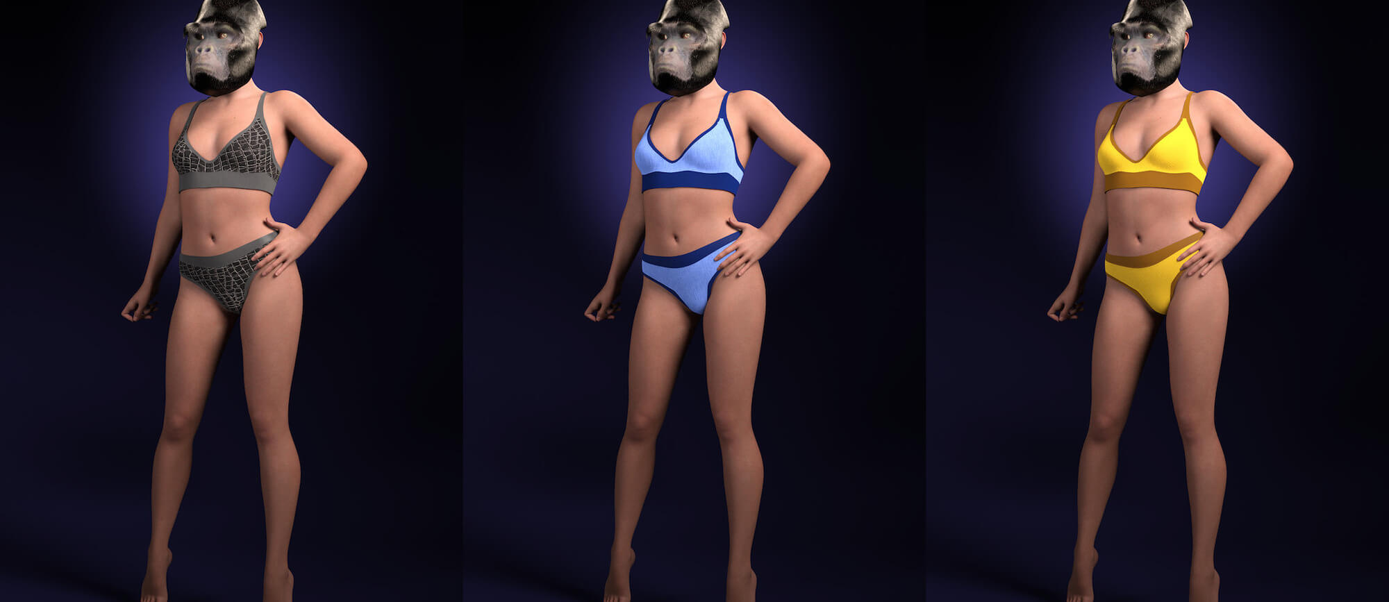 Gorilla Mask Bundle for Genesis 8 8.1 and 9 Daz Content