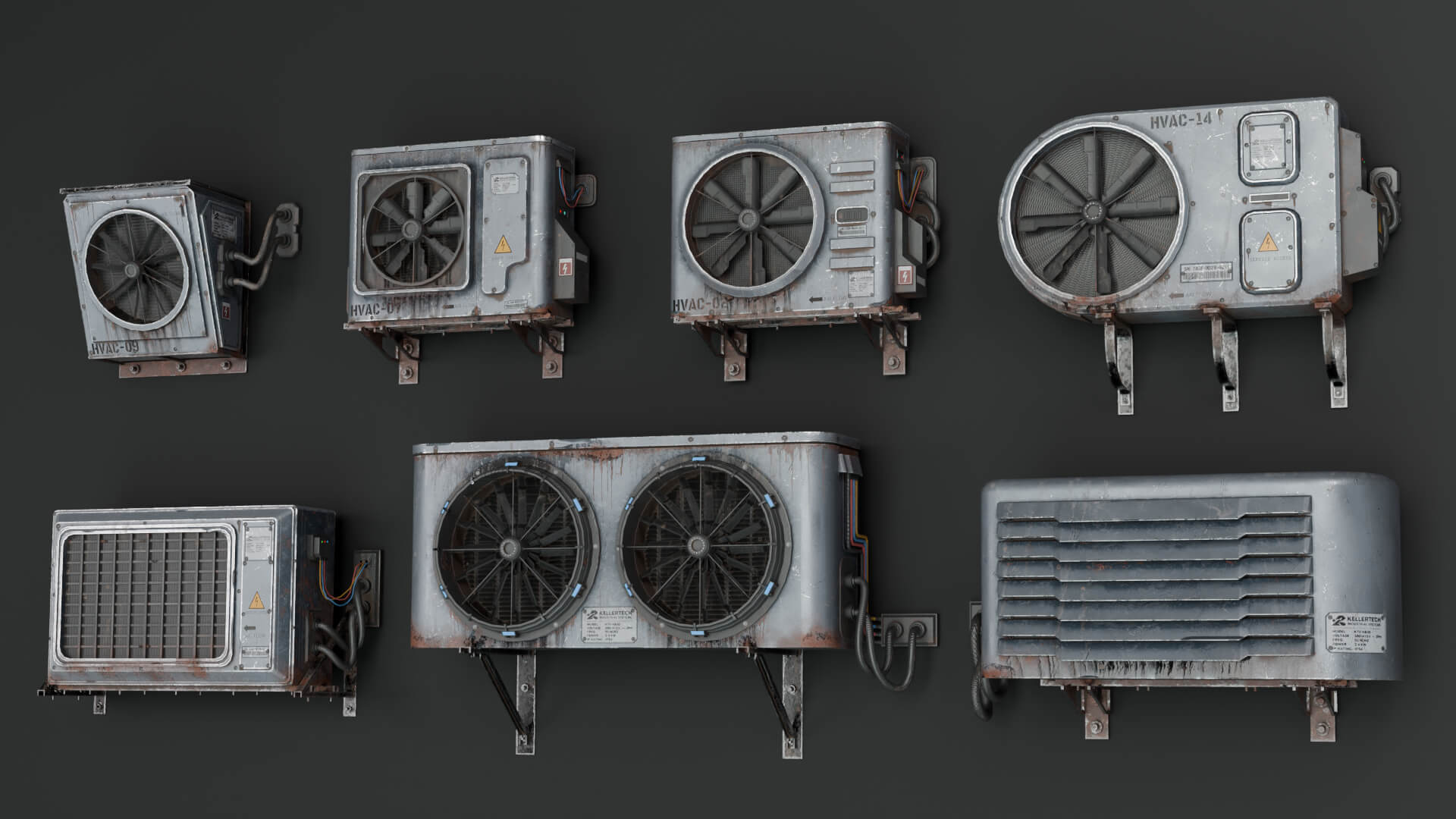 Air Conditioner Wall Mounted Pack 3D Render, Digital Artwork by BTGFX3D