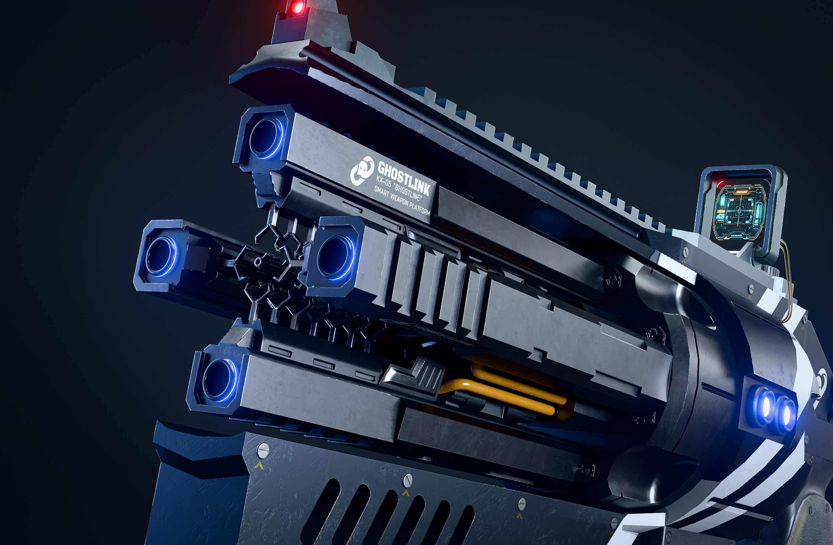 Ghostlink Sci-Fi Handgun 3D Render, Digital Artwork by BTGFX3D