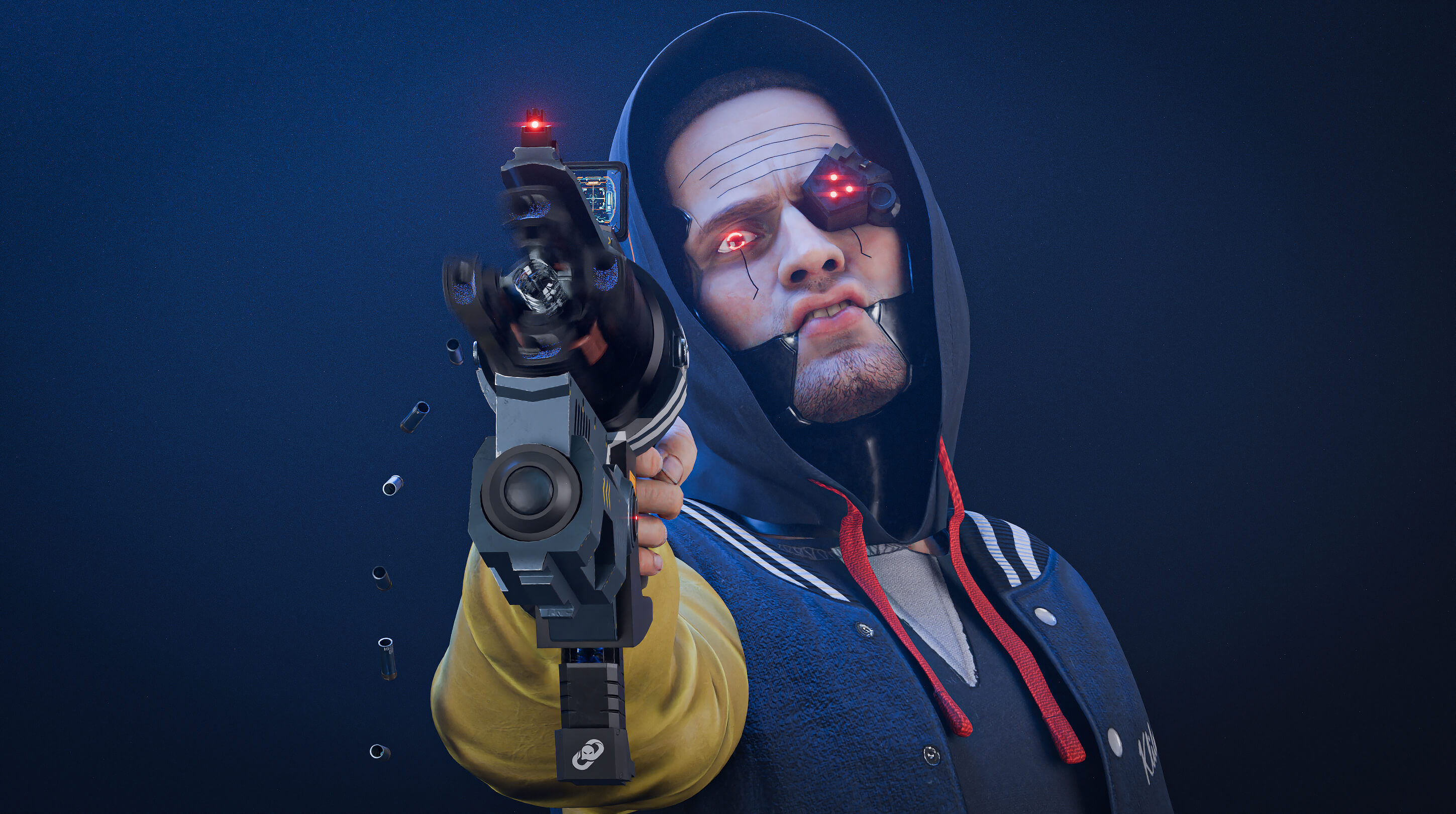 Ghostlink Sci-Fi Handgun 3D Render, Digital Artwork by BTGFX3D