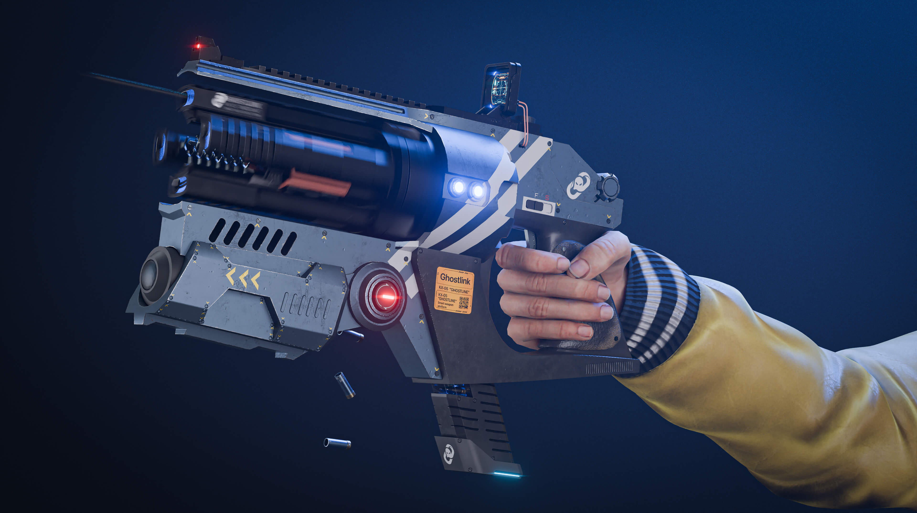 Ghostlink Sci-Fi Handgun 3D Render, Digital Artwork by BTGFX3D