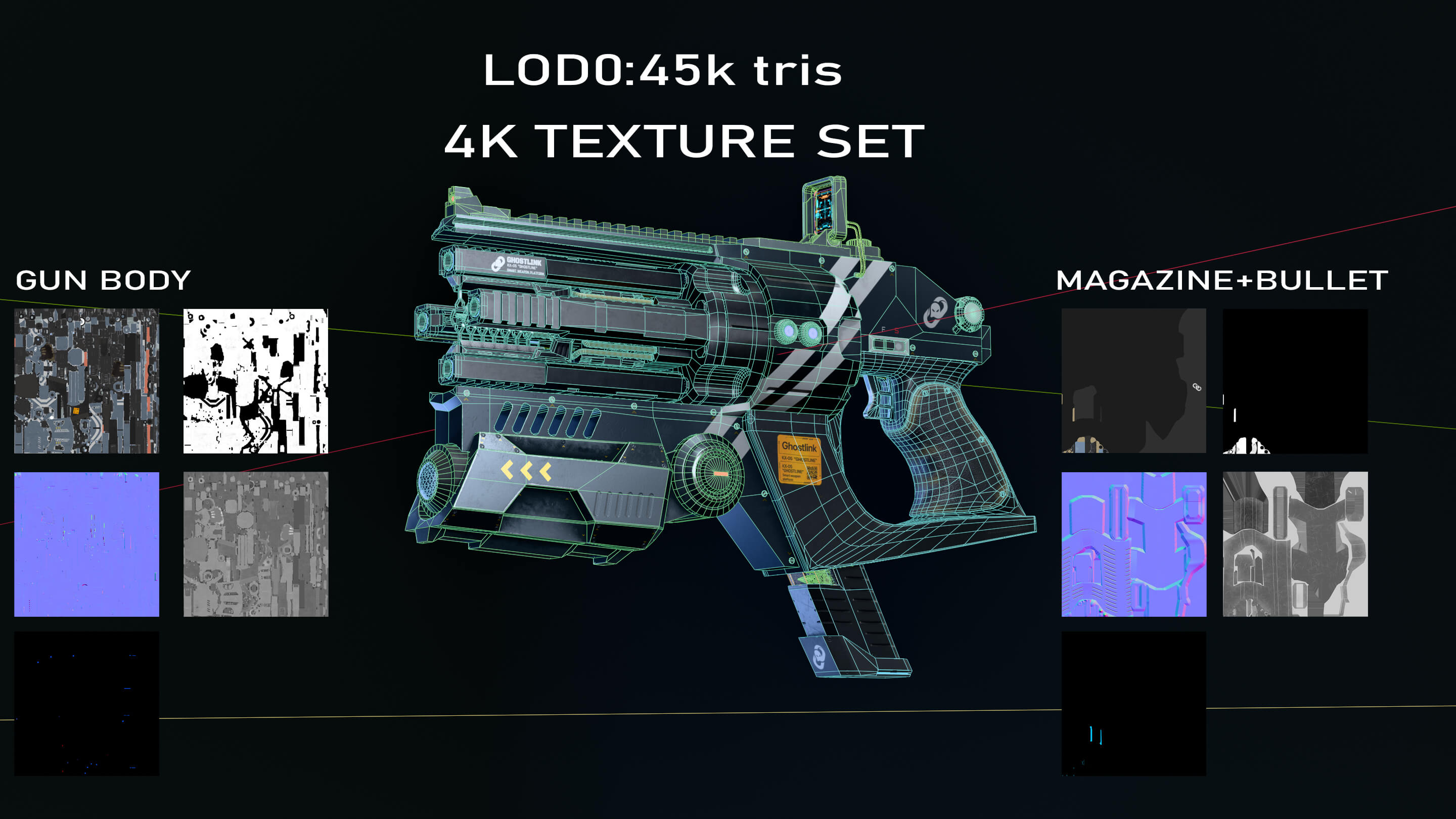 Sci-Fi Gun &ndash Game-Ready Futuristic Pistol 3D Model 3D Model