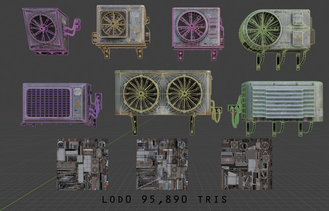 Air Conditioner Wall Mounted Pack - 7 Pieces 3D Model