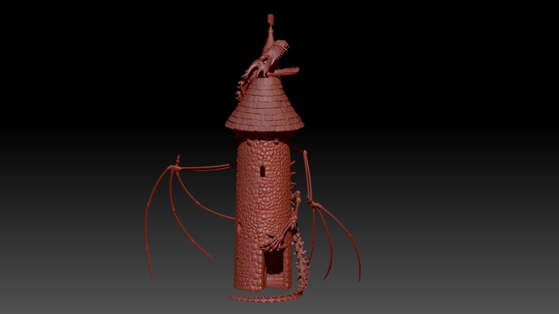 Dragon Skeleton Dice Tower 3D Model