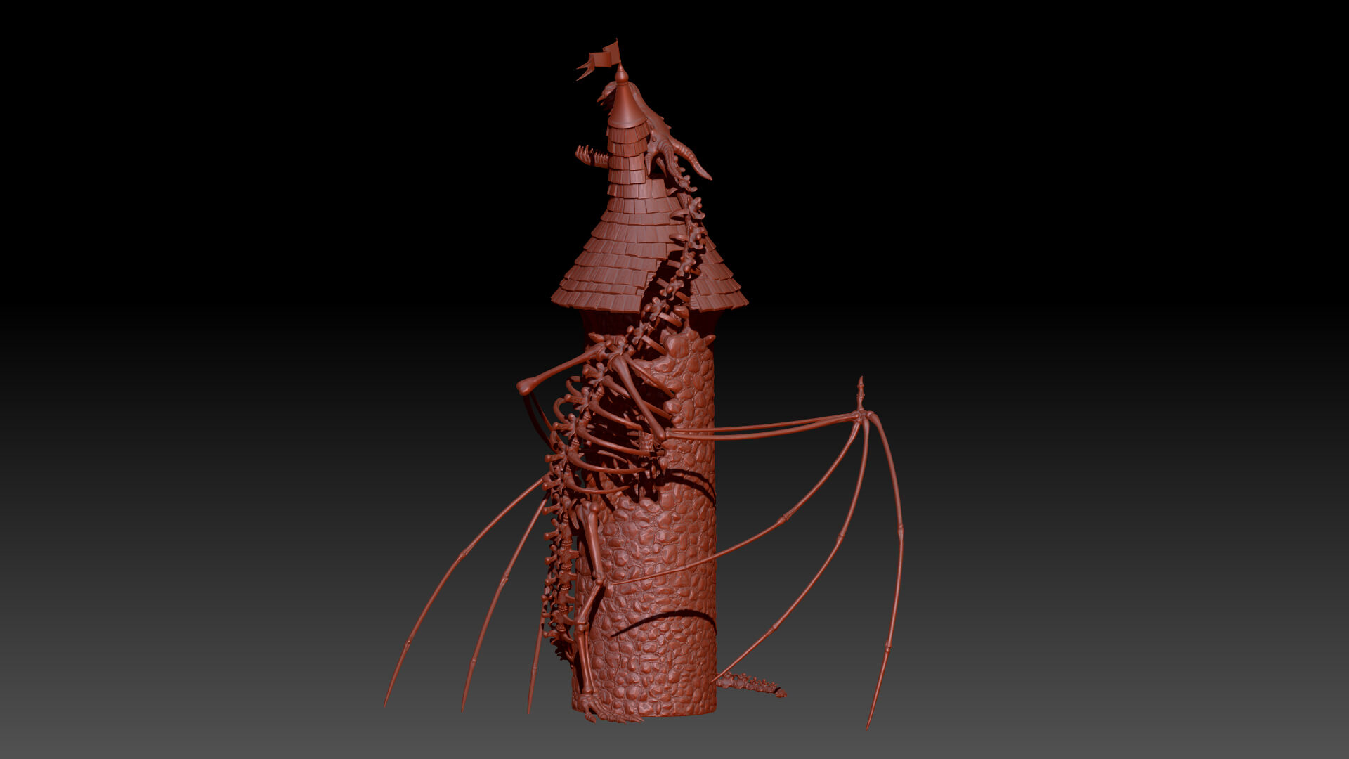 Dragon Skeleton Dice Tower 3D Model