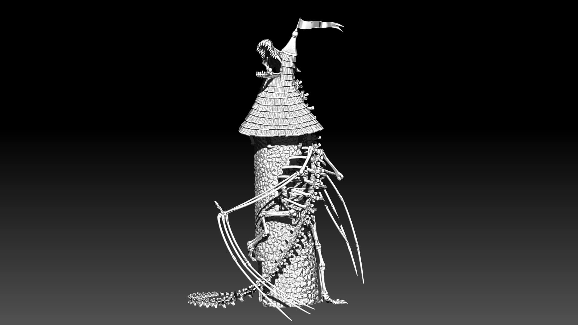 Dragon Skeleton Dice Tower 3D Model