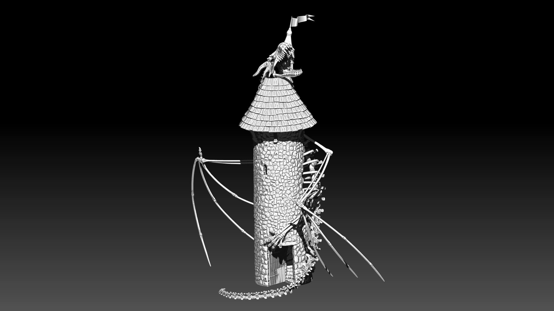 Dragon Skeleton Dice Tower 3D Model