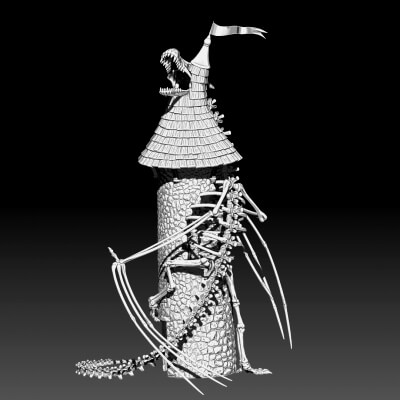 Dragon Skeleton Dice Tower 3D Model
