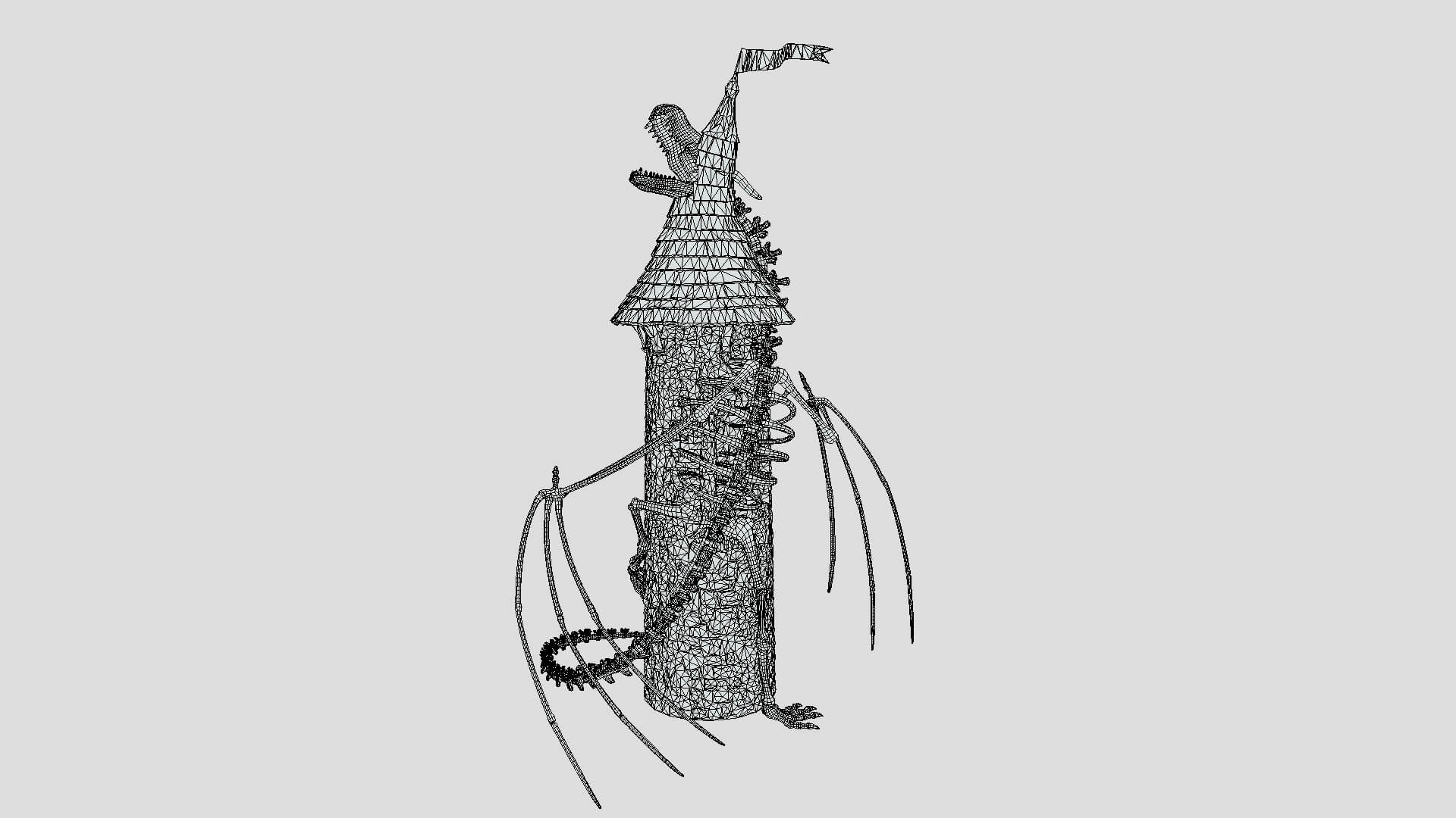 Dragon Skeleton Watch Tower 3D Model