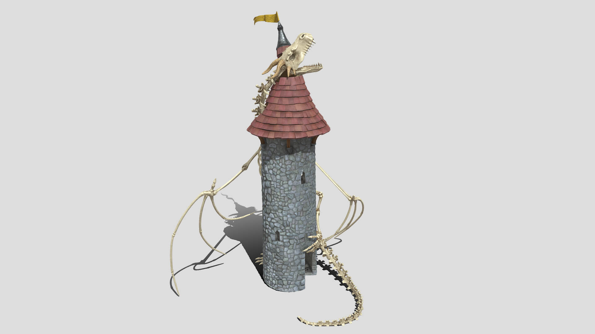 Dragon Skeleton Watch Tower 3D Model