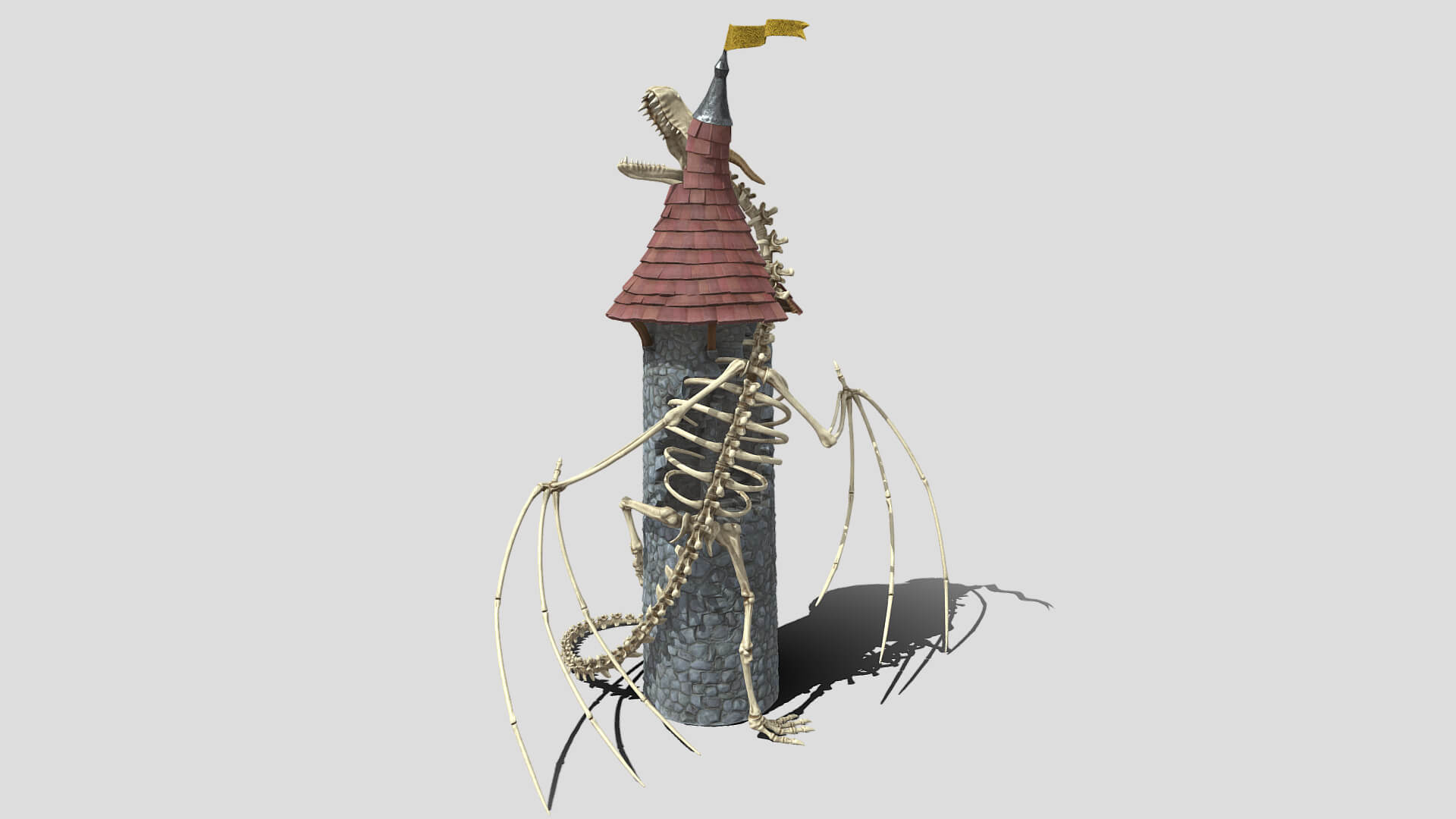 Dragon Skeleton Watch Tower 3D Model