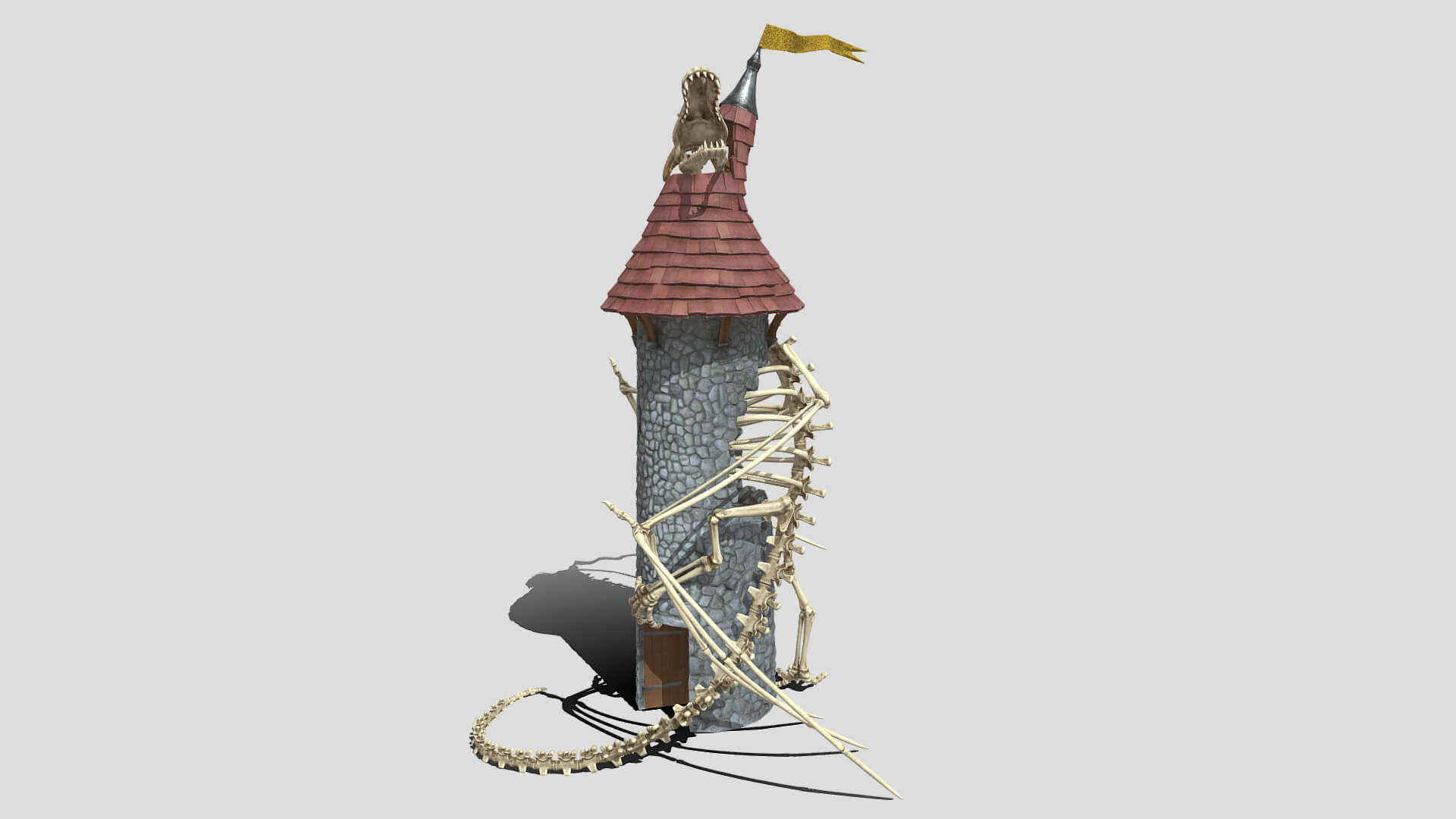 Dragon Skeleton Watch Tower 3D Model