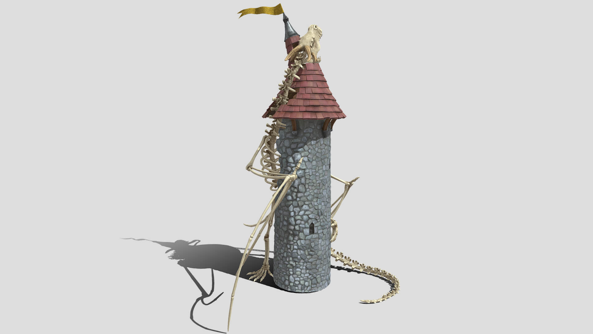 Dragon Skeleton Watch Tower 3D Model