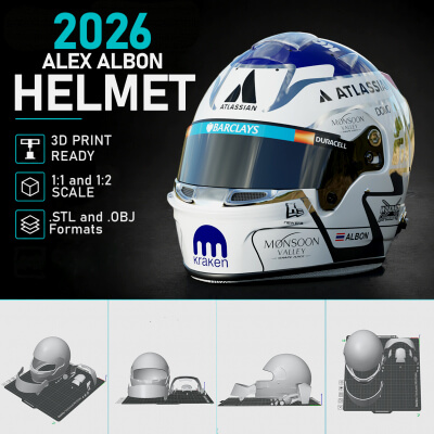 F1 Alex Albon 2026 Helmet 3D Print 3D Model
