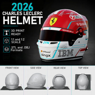 F1 Charles Leclerc 2026 Helmet 3D Print