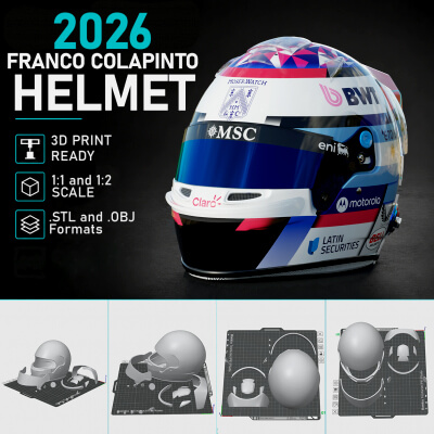 F1 Franco Colapinto 2026 Helmet 3D Print