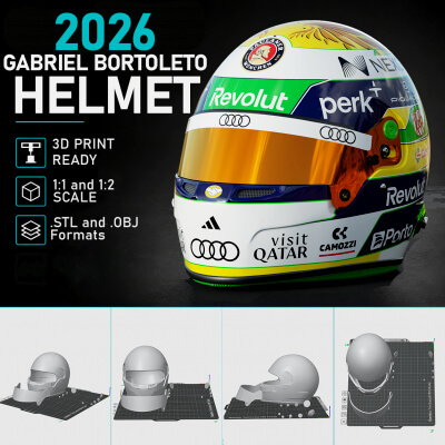F1 Gabriel Bortoleto 2026 Helmet 3D Print