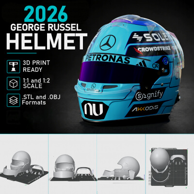 F1 George Russell 2026 Helmet 3D Print