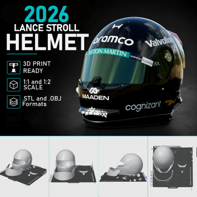F1 Lance Stroll 2026 Helmet 3D Print