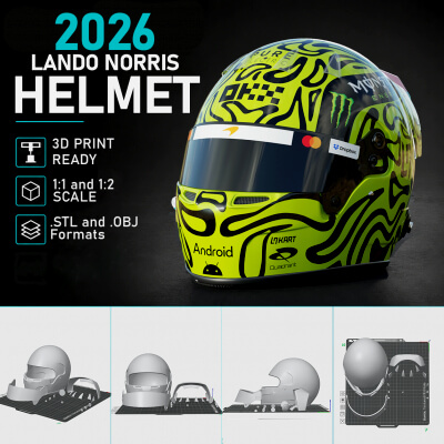 F1 Lando Norris 2026 Helmet 3D Print